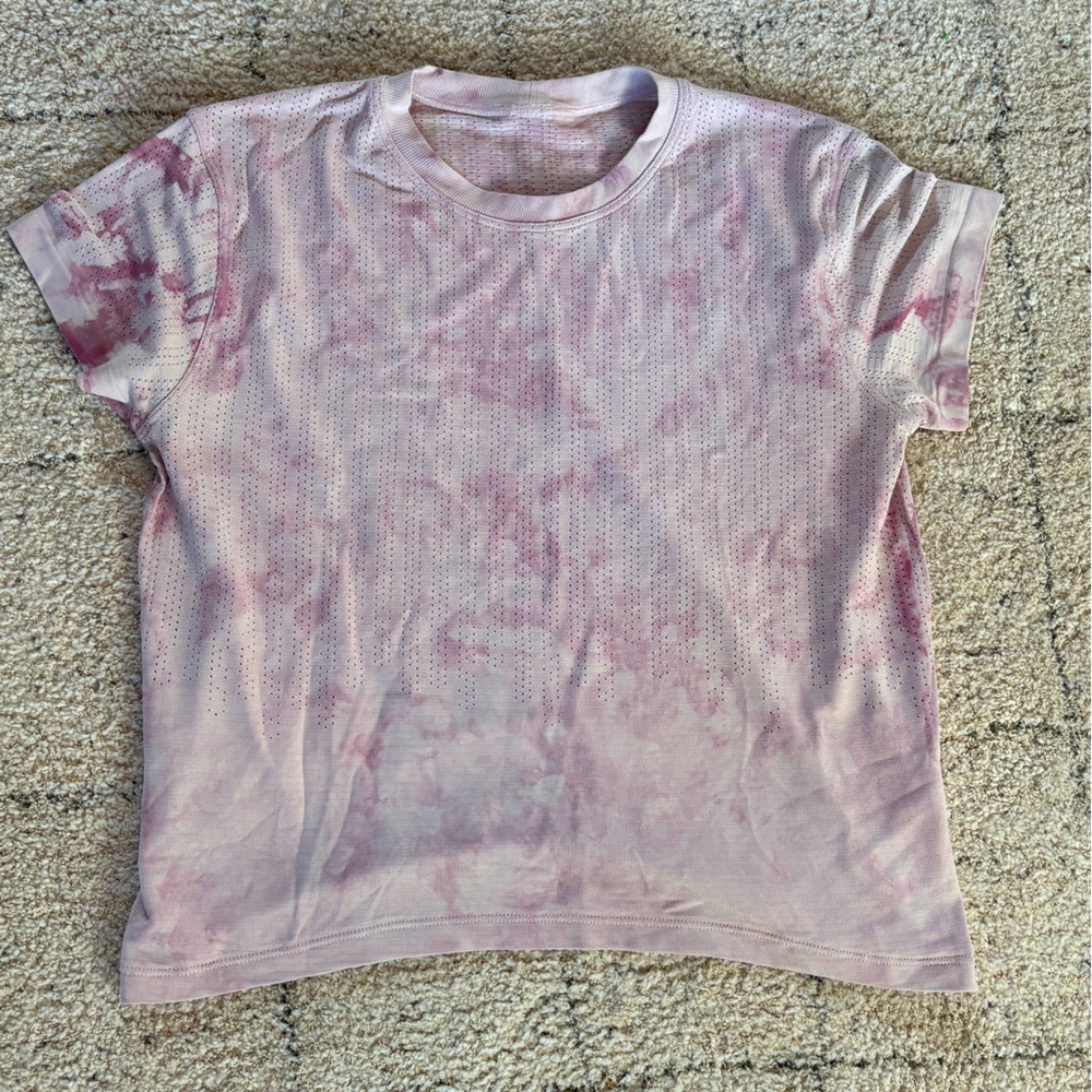 Lululemon Pink Tie Dye Cropped Tee